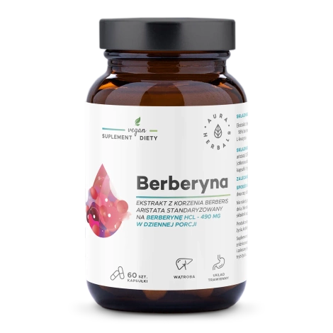 Berberyna 490 mg Aura Herbals suplement diety, 60 kapsułek