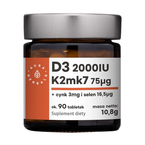 Aura Herbals D3 2000 IU K2MK7 75 µg + cynk + selen